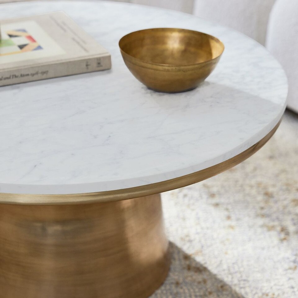 MarbleTopped Pedestal Coffee Table (77 cm) West Elm Australia